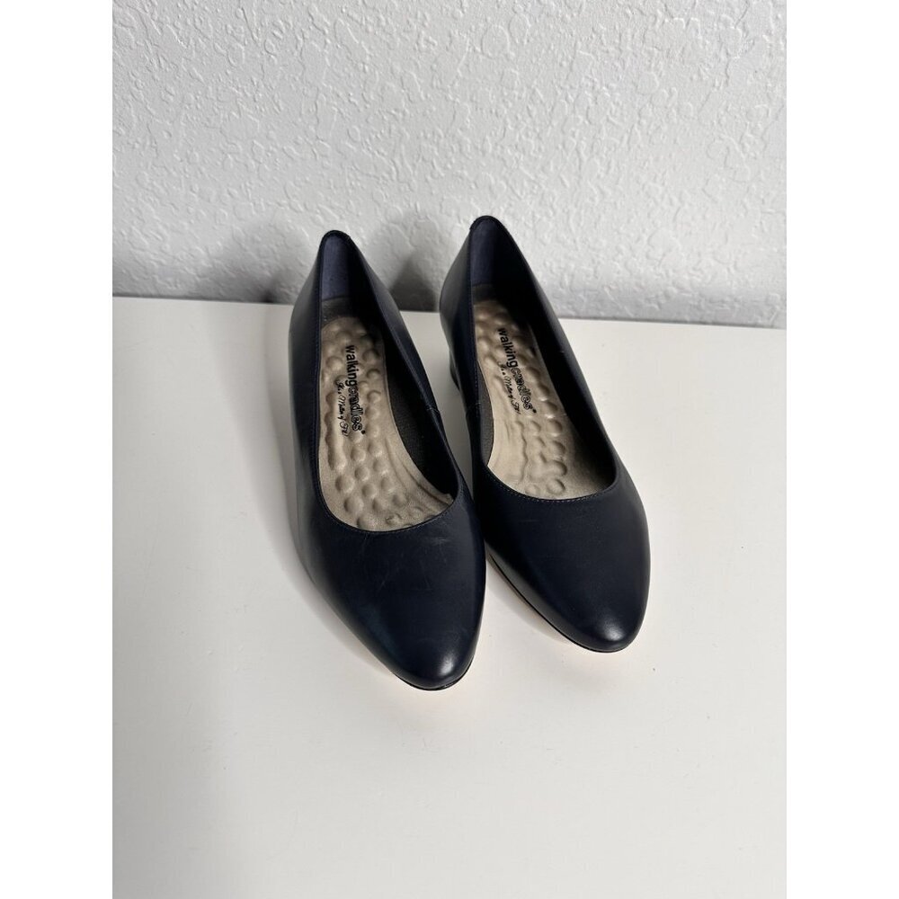 Walking Cradles Heidi, Women's‎ Pump Block Heel-Blue Leather, Size 8.5WW NEW